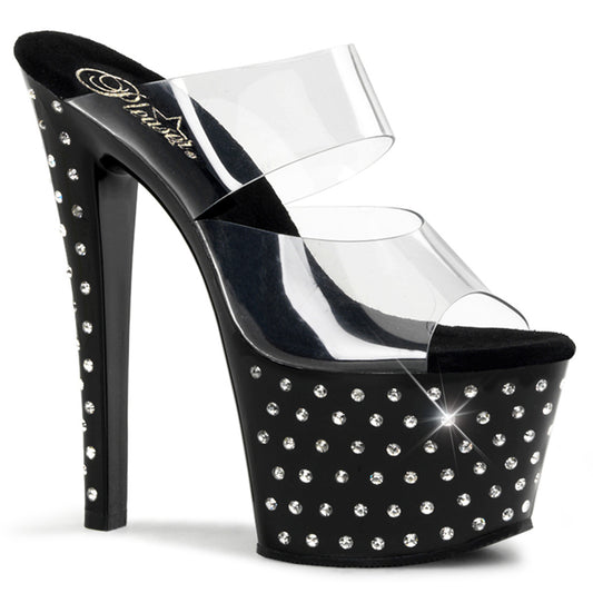 STARDUST-702 7" Heel, 2 3/4" PF Rhinestone Studded Platform Slide