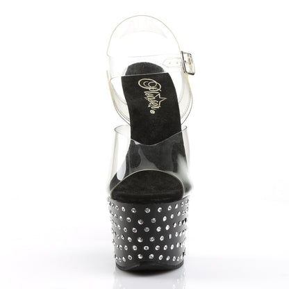 STARDUST-708 7" Heel, 2 3/4" R/S Studded PF Ankle Strap Sandal