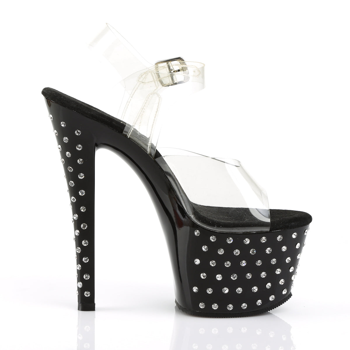 STARDUST-708 7" Heel, 2 3/4" R/S Studded PF Ankle Strap Sandal