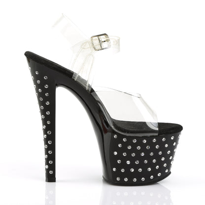 STARDUST-708 7" Heel, 2 3/4" R/S Studded PF Ankle Strap Sandal