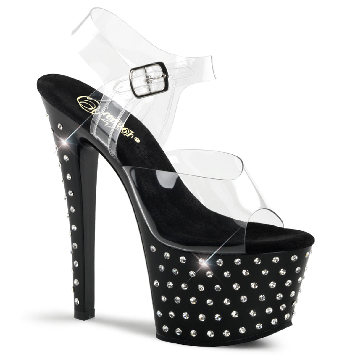 STARDUST-708 7" Heel, 2 3/4" R/S Studded PF Ankle Strap Sandal