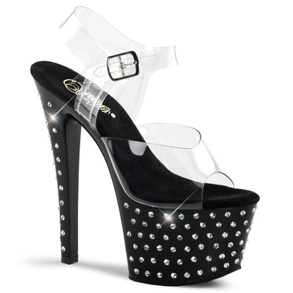STARDUST-708 7" Heel, 2 3/4" R/S Studded PF Ankle Strap Sandal