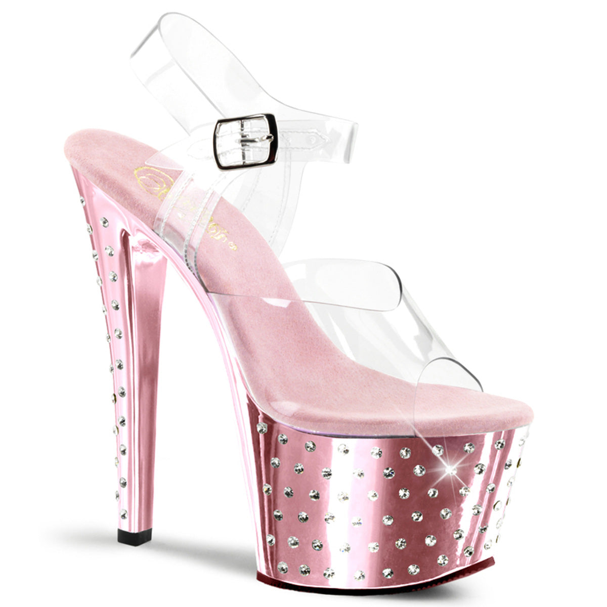 STARDUST-708 7" Heel, 2 3/4" R/S Studded PF Ankle Strap Sandal