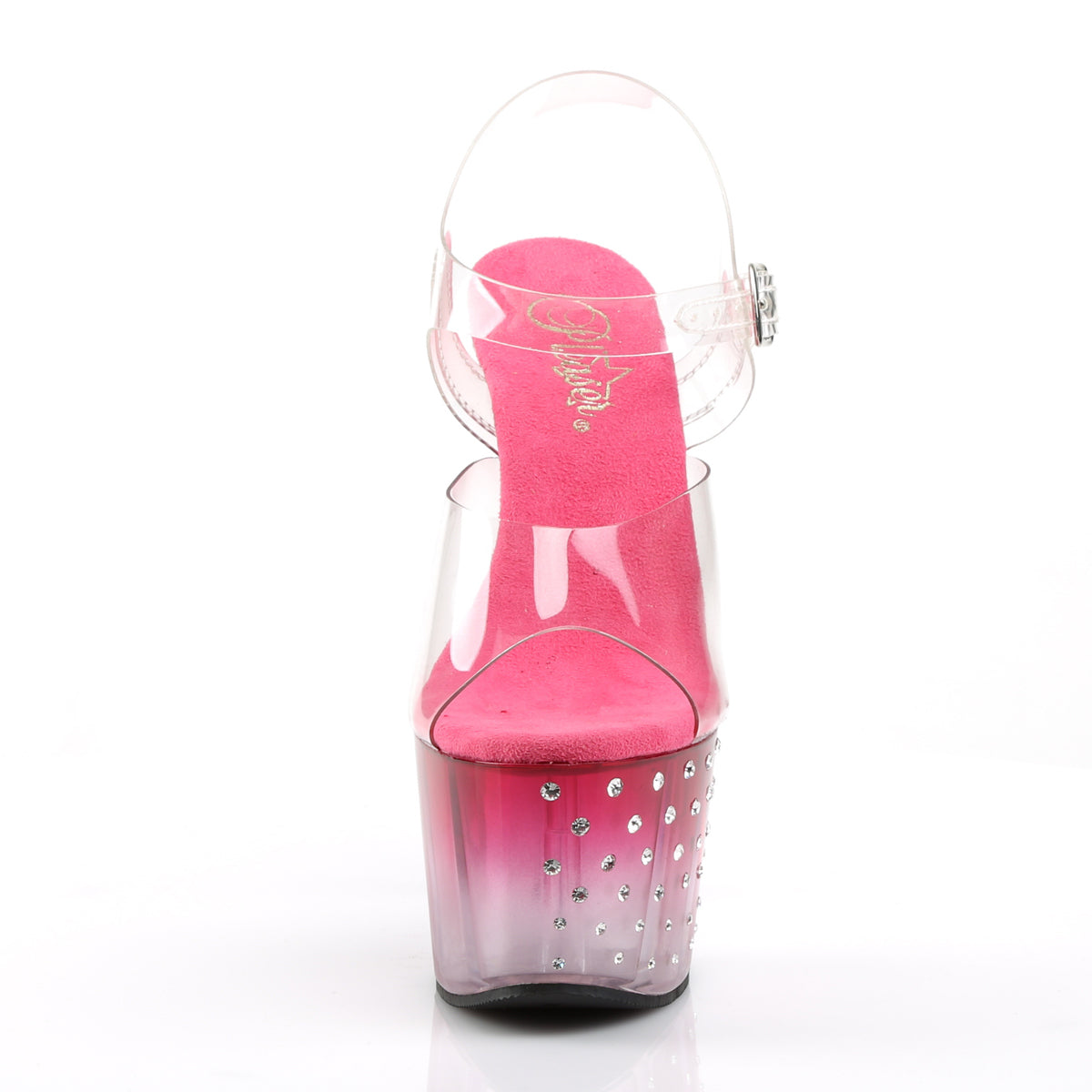 STARDUST-708T 7" Heel, 2 3/4" PF Ankle Strap Sandal w/RS Studded Bottom