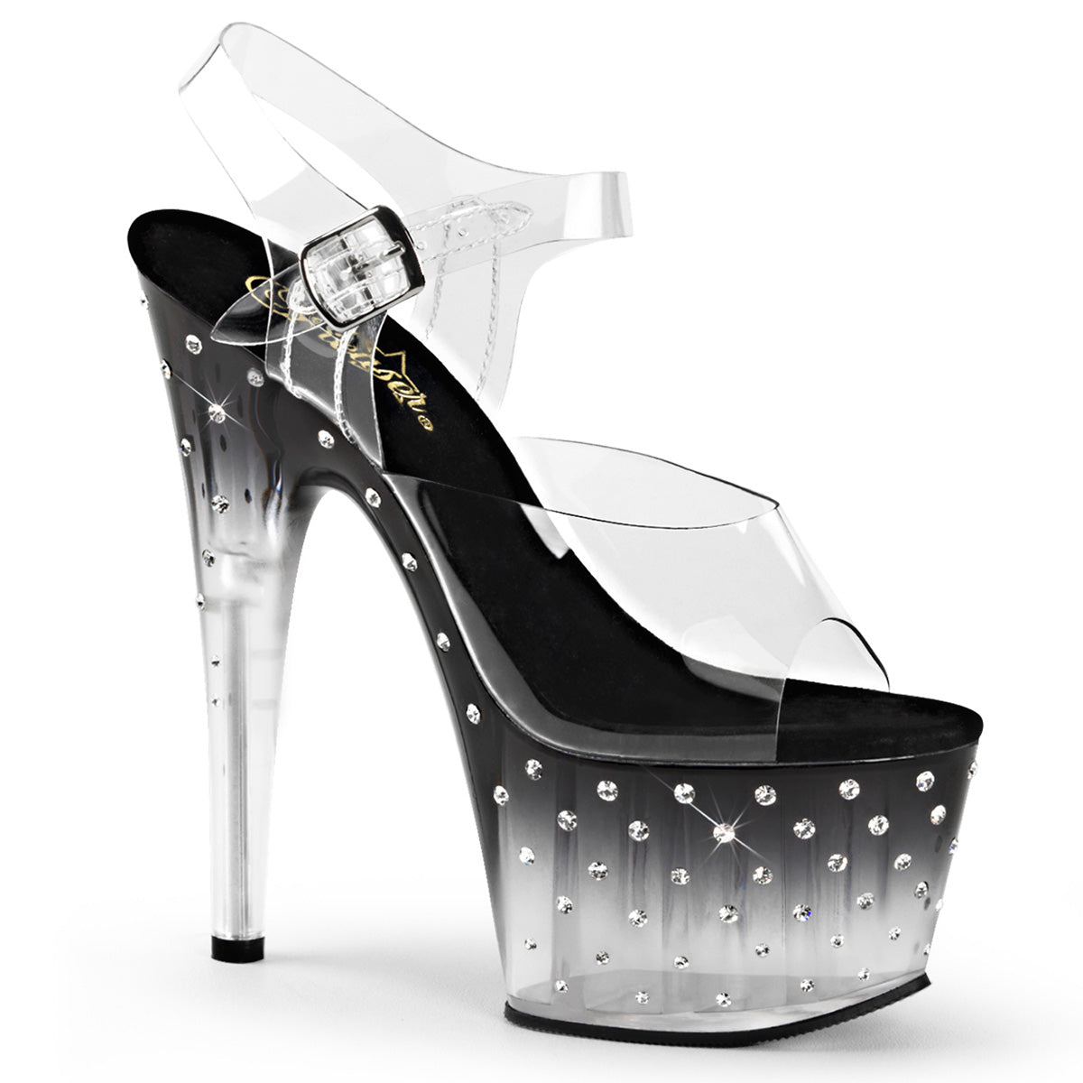 STARDUST-708T 7" Heel, 2 3/4" PF Ankle Strap Sandal w/RS Studded Bottom
