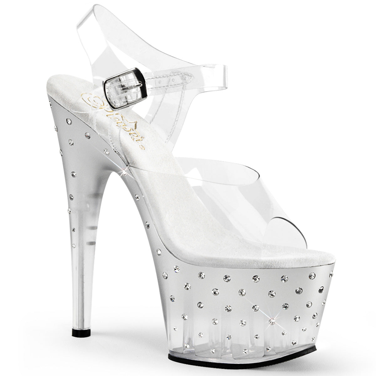 STARDUST-708T 7" Heel, 2 3/4" PF Ankle Strap Sandal w/RS Studded Bottom