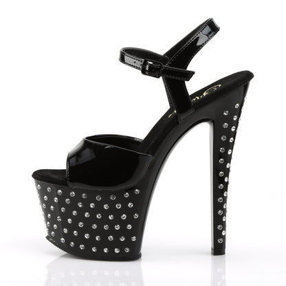 STARDUST-709 7" Heel, 2 3/4" PF Rhinestone Studded Ankle Strap Sandal