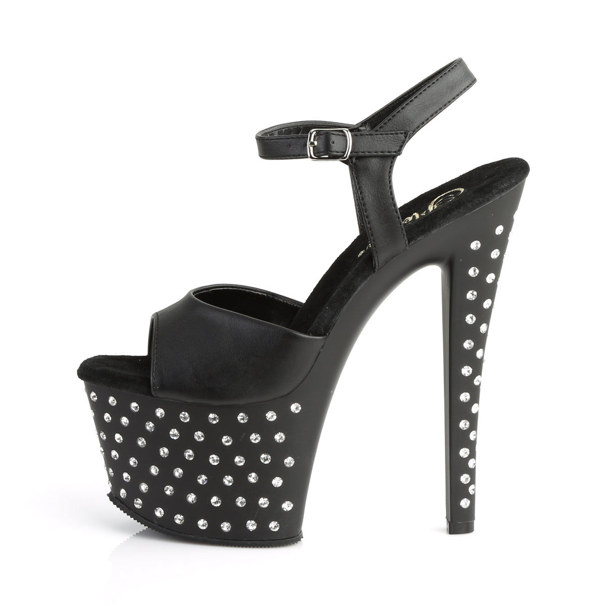 STARDUST-709 7" Heel, 2 3/4" PF Rhinestone Studded Ankle Strap Sandal
