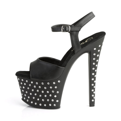 STARDUST-709 7" Heel, 2 3/4" PF Rhinestone Studded Ankle Strap Sandal