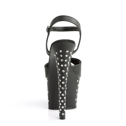 STARDUST-709 7" Heel, 2 3/4" PF Rhinestone Studded Ankle Strap Sandal