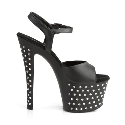 STARDUST-709 7" Heel, 2 3/4" PF Rhinestone Studded Ankle Strap Sandal