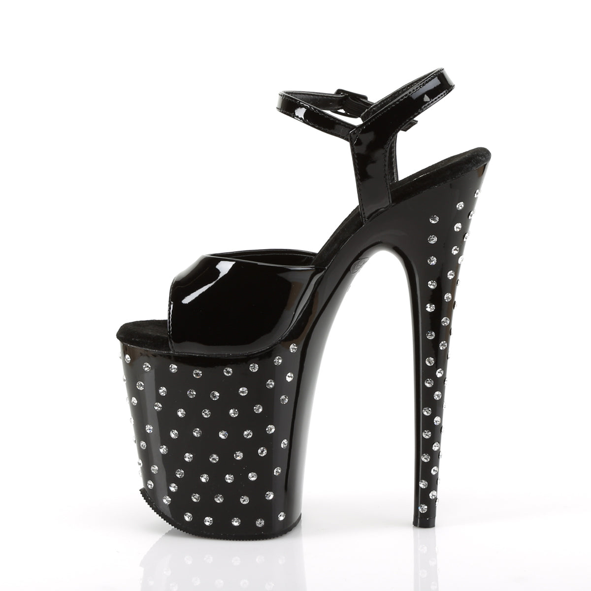 STARDUST-809 8" Rhinestone Studded Ankle Strap P/F Sandal