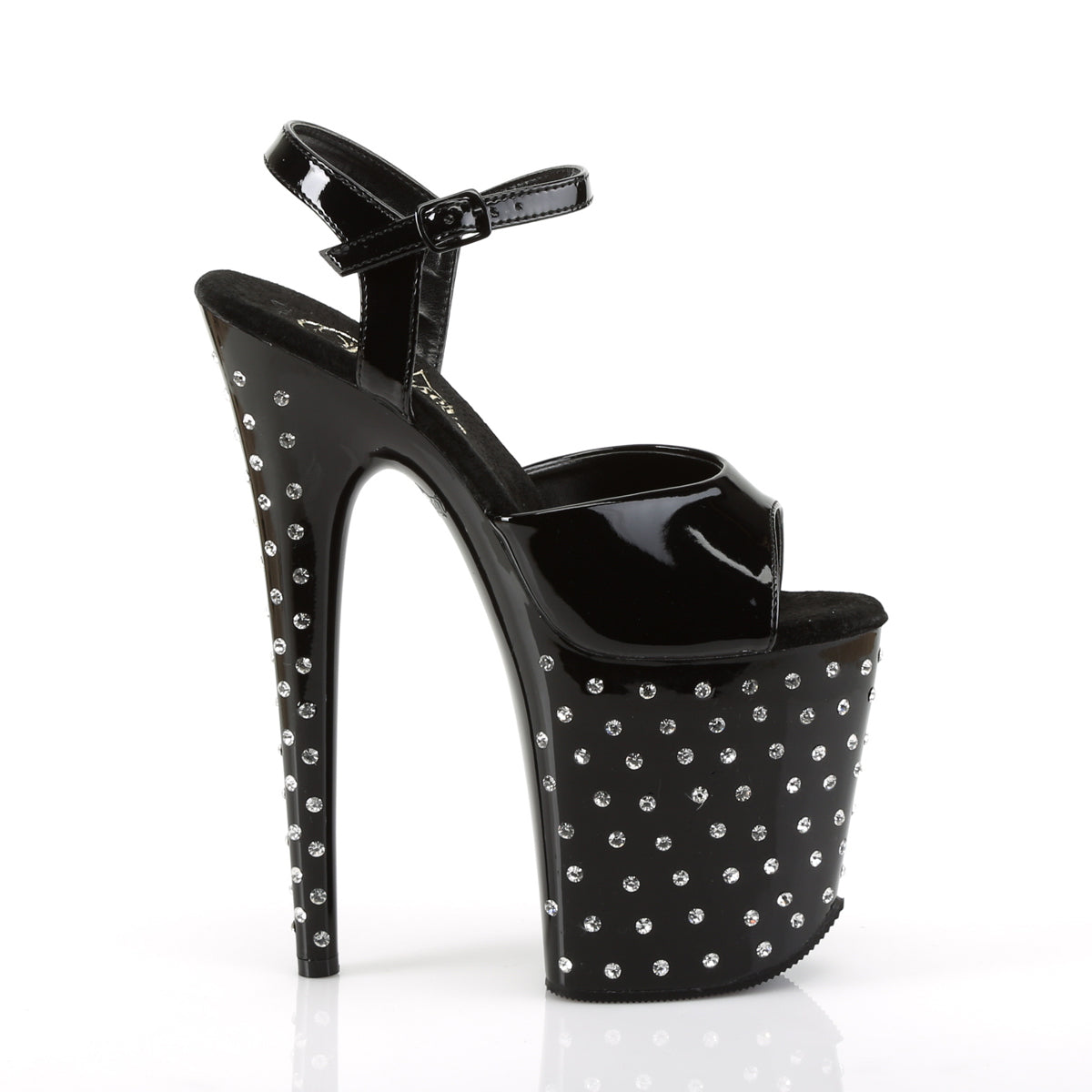 STARDUST-809 8" Rhinestone Studded Ankle Strap P/F Sandal