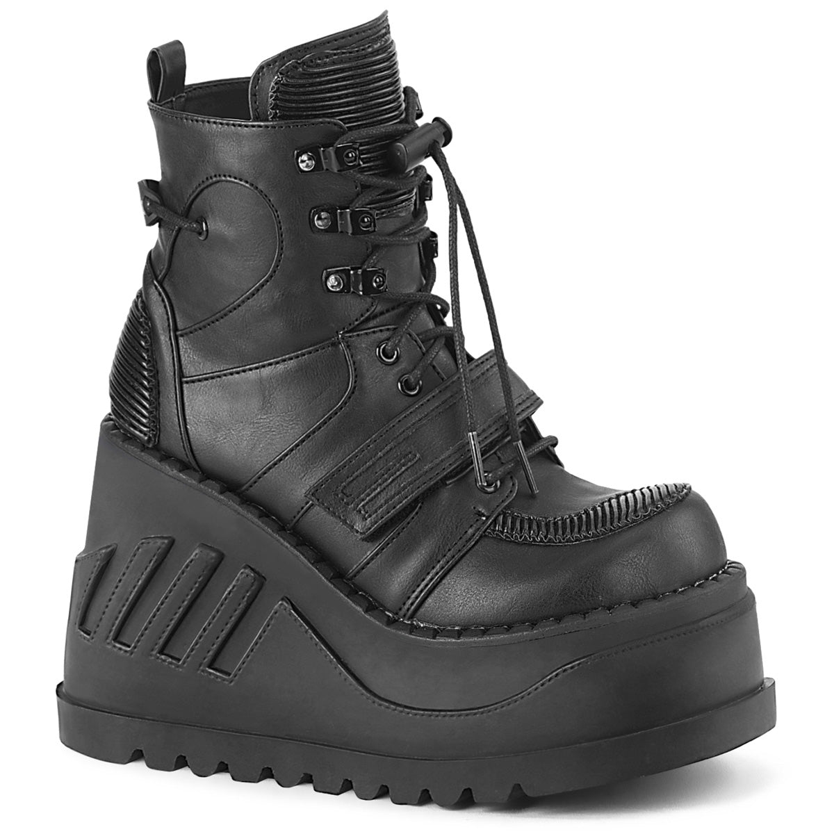 STOMP-13 4 3/4" Wedge PF Lace-Up Ankle Boot w/ Hook & Loop Strap