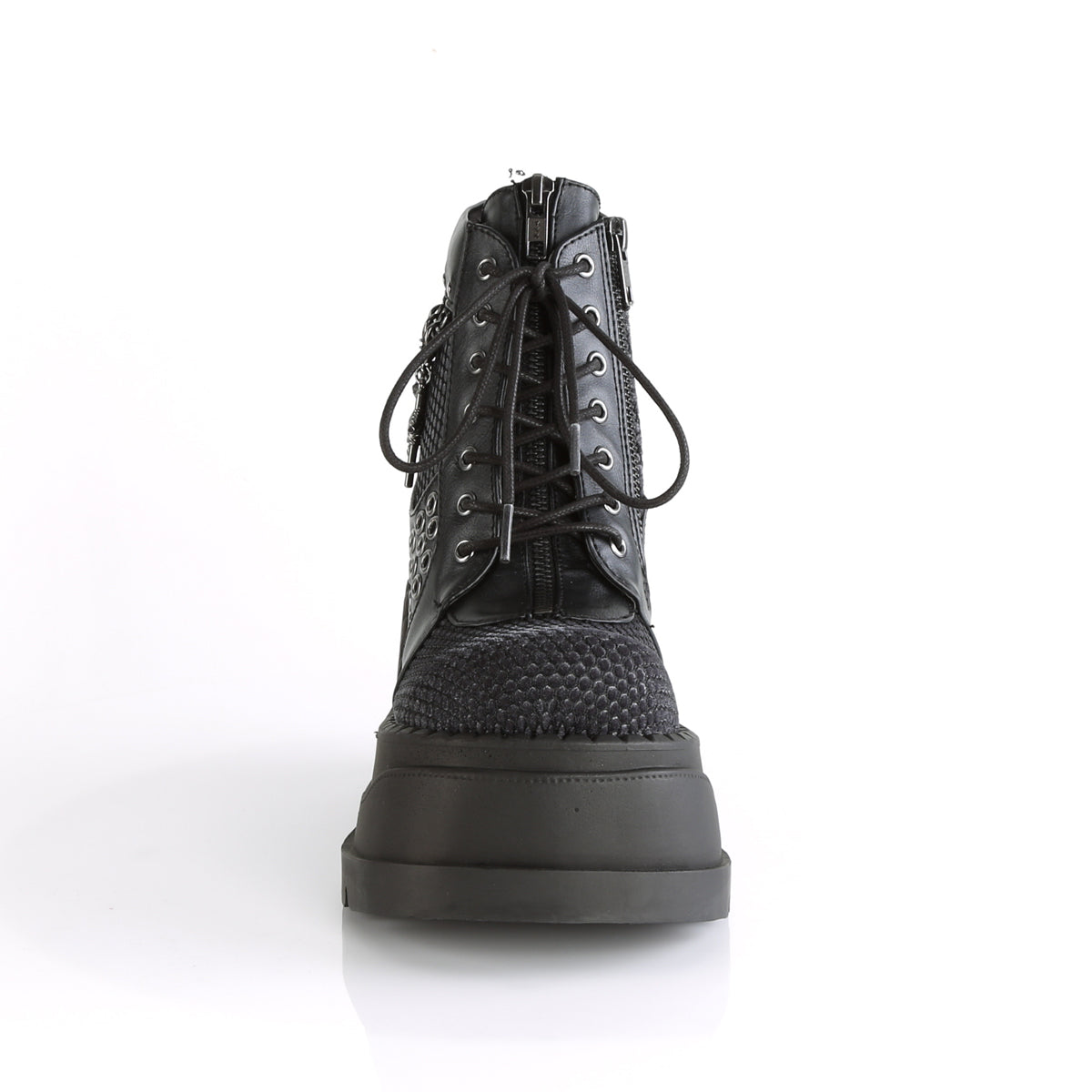 STOMP-18 *4 3/4" PF Lace-Up Wedge Bootie, Inside Zip