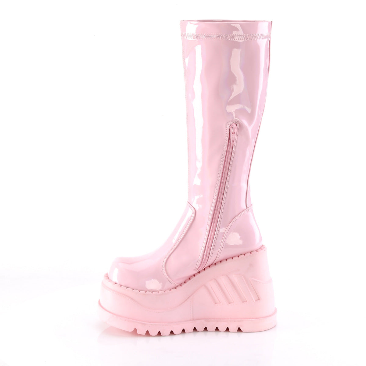 STOMP-200 *4 3/4" Wedge PF STR Knee High Boot, Back Zip
