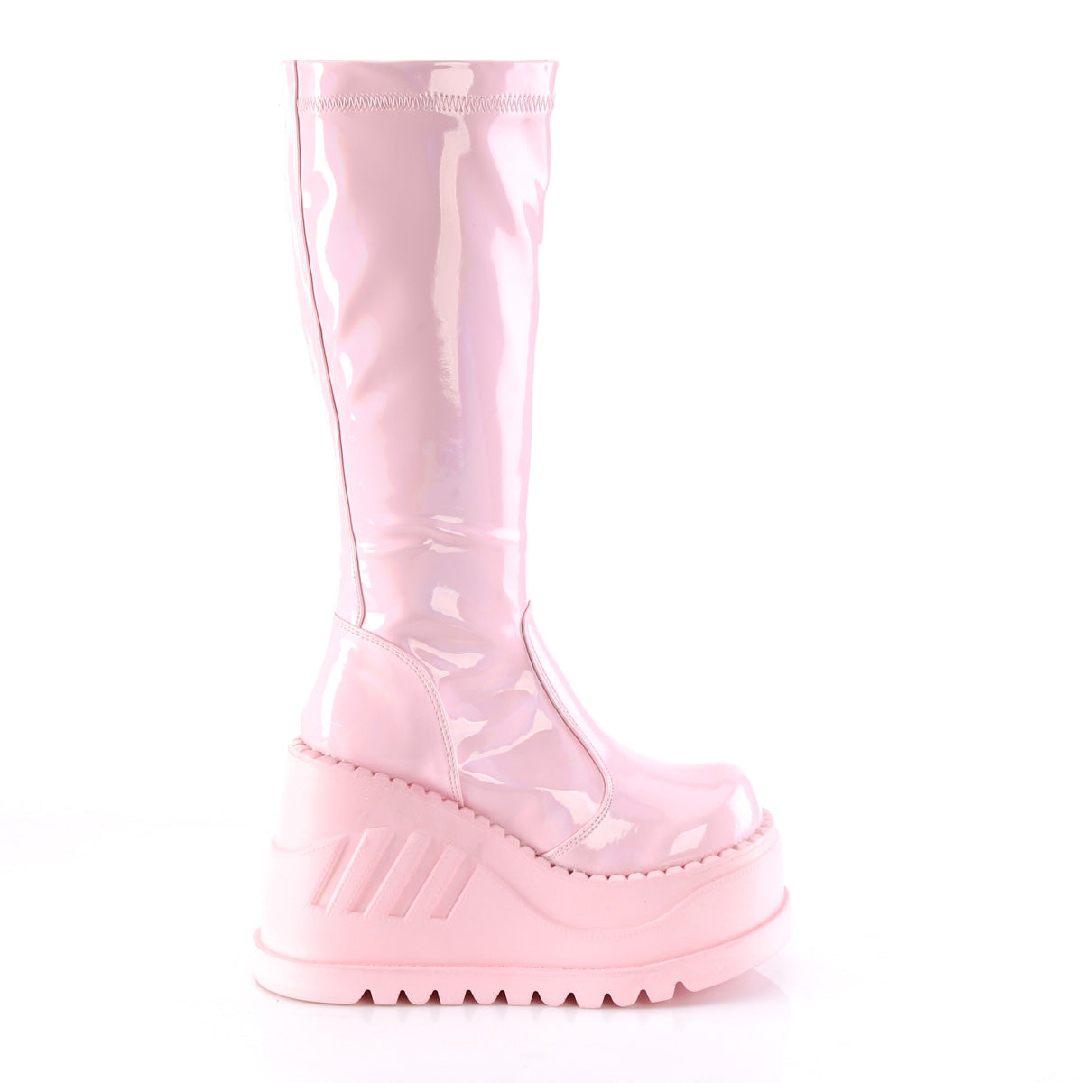 STOMP-200 *4 3/4" Wedge PF STR Knee High Boot, Back Zip