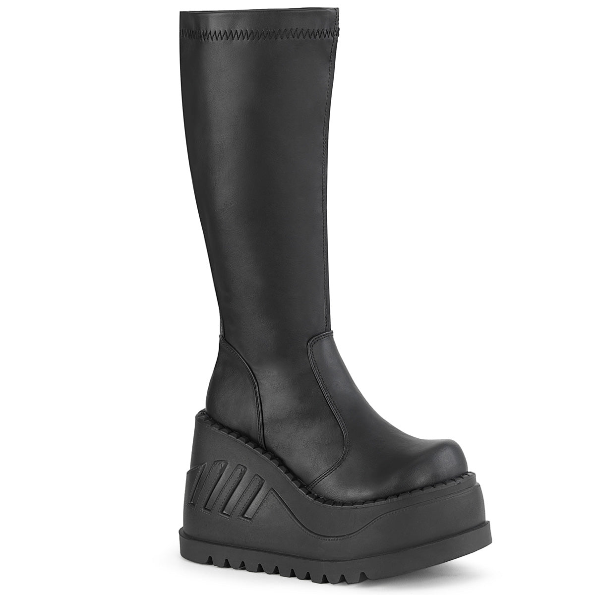 STOMP-200 *4 3/4" Wedge PF STR Knee High Boot, Back Zip