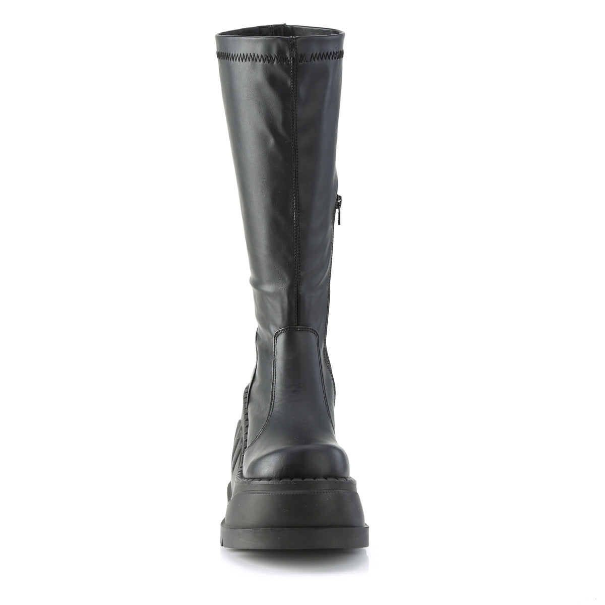STOMP-200 *4 3/4" Wedge PF STR Knee High Boot, Back Zip
