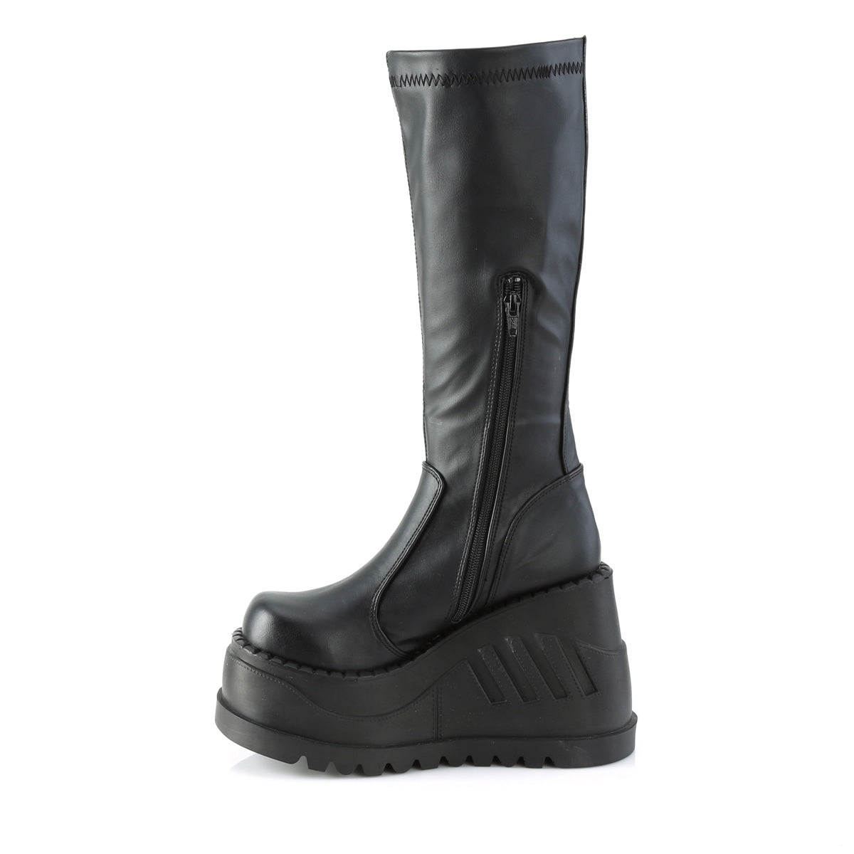 STOMP-200 *4 3/4" Wedge PF STR Knee High Boot, Back Zip