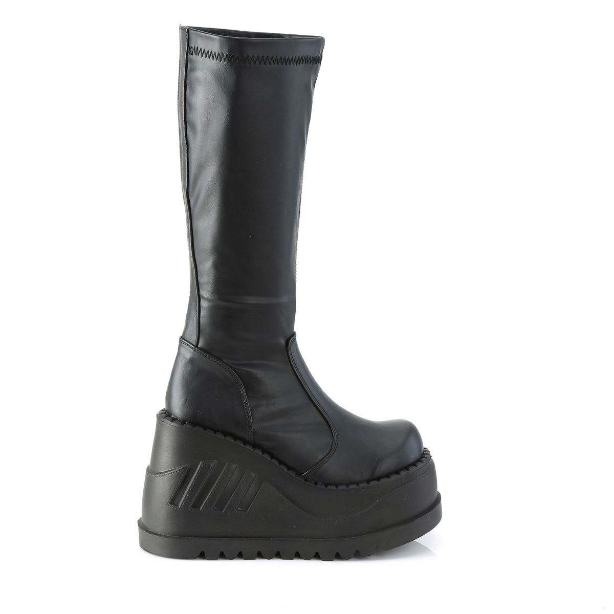 STOMP-200 *4 3/4" Wedge PF STR Knee High Boot, Back Zip
