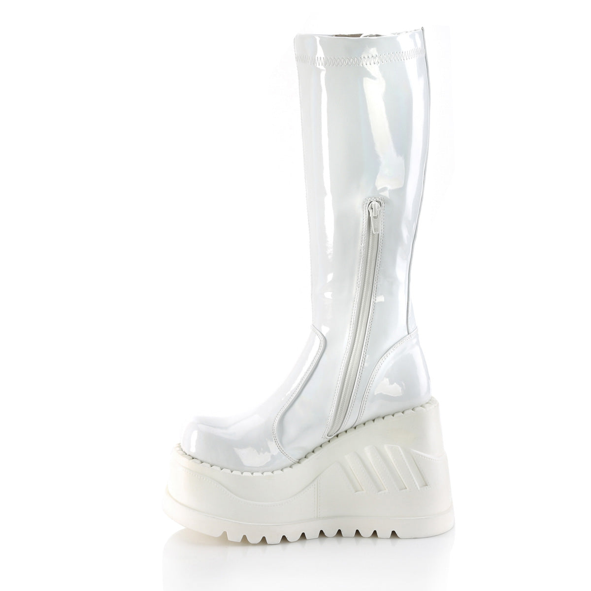 STOMP-200 *4 3/4" Wedge PF STR Knee High Boot, Back Zip