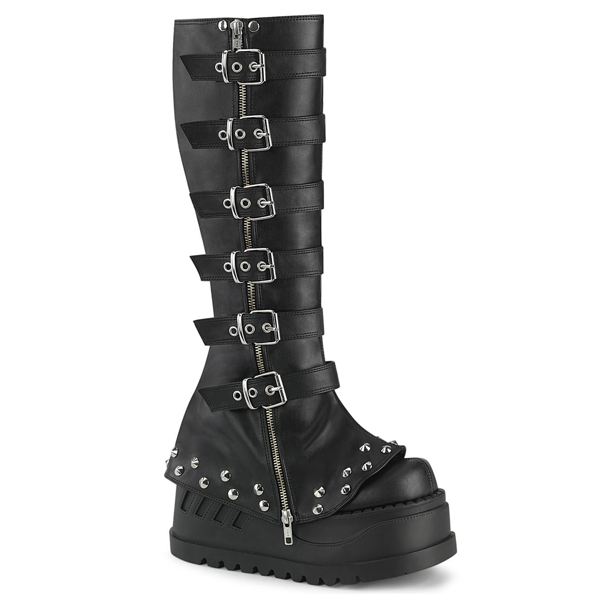 STOMP-223 4 3/4" Wedge PF STR Knee High Boot, Inside Zip
