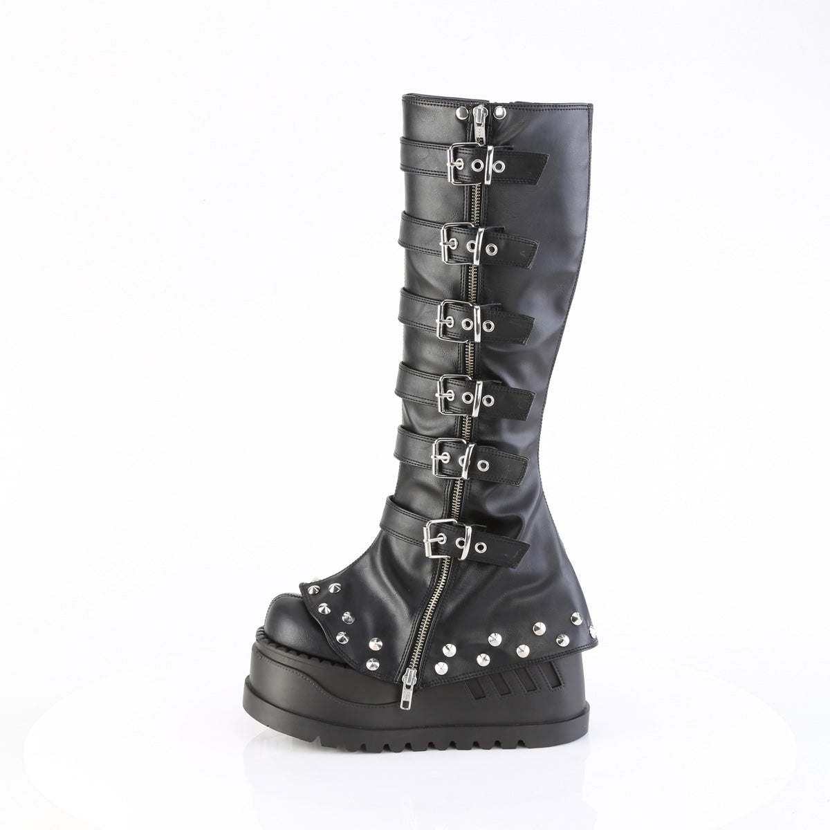 STOMP-223 4 3/4" Wedge PF STR Knee High Boot, Inside Zip