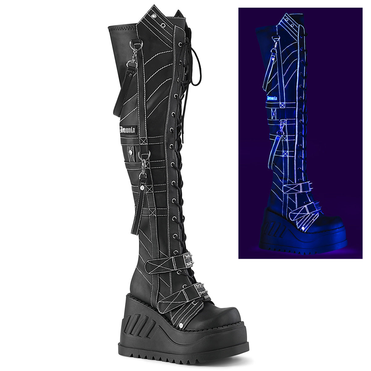 STOMP-310 4 3/4" Wedge PF STR Over-The-Knee Boot, Inside Zip