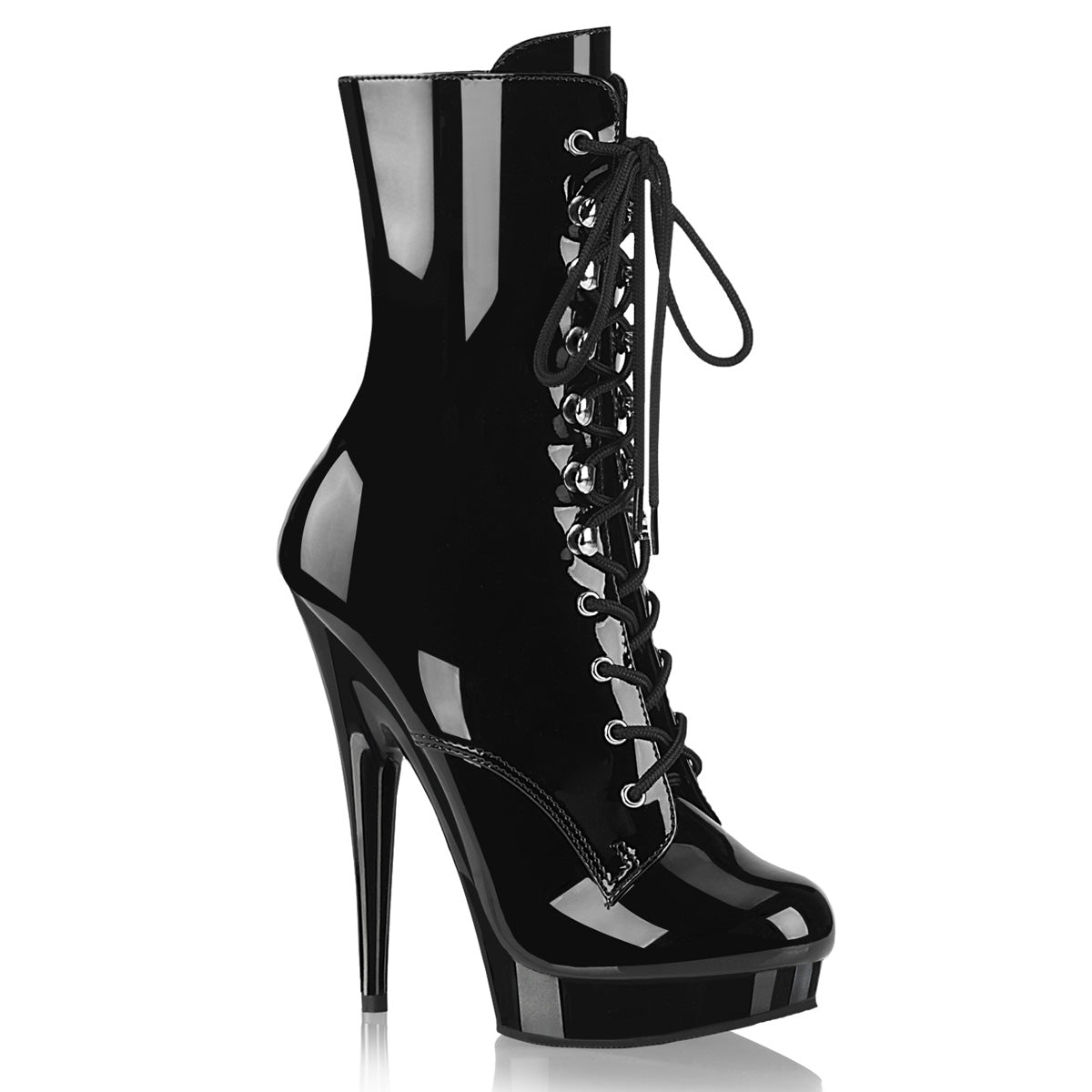 SULTRY-1020 **6" Heel, 1" PF Lace-Up Ankle Boot, Side Zip