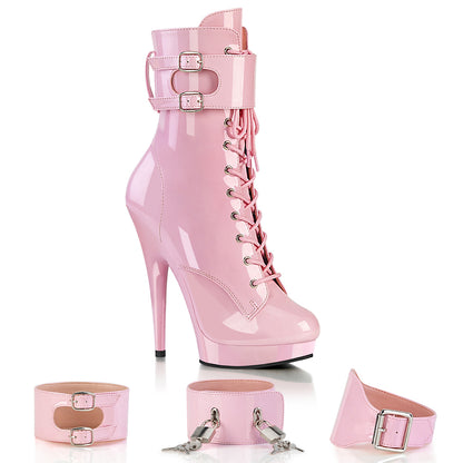 SULTRY-1023 **6" Heel, 1" PF Lace-Up Ankle Boot, Side Zip