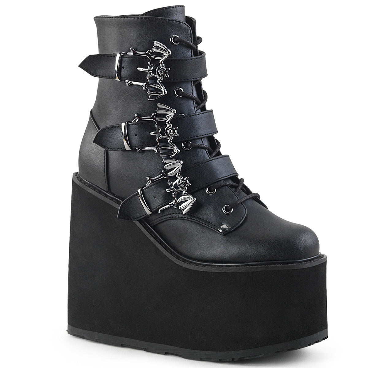 SWING-103 5 1/2" PF Lace-Up Ankle Boot w/ 3 Buckle Straps, Side Zip