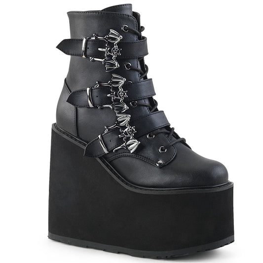 SWING-103 5 1/2" PF Lace-Up Ankle Boot w/ 3 Buckle Straps, Side Zip