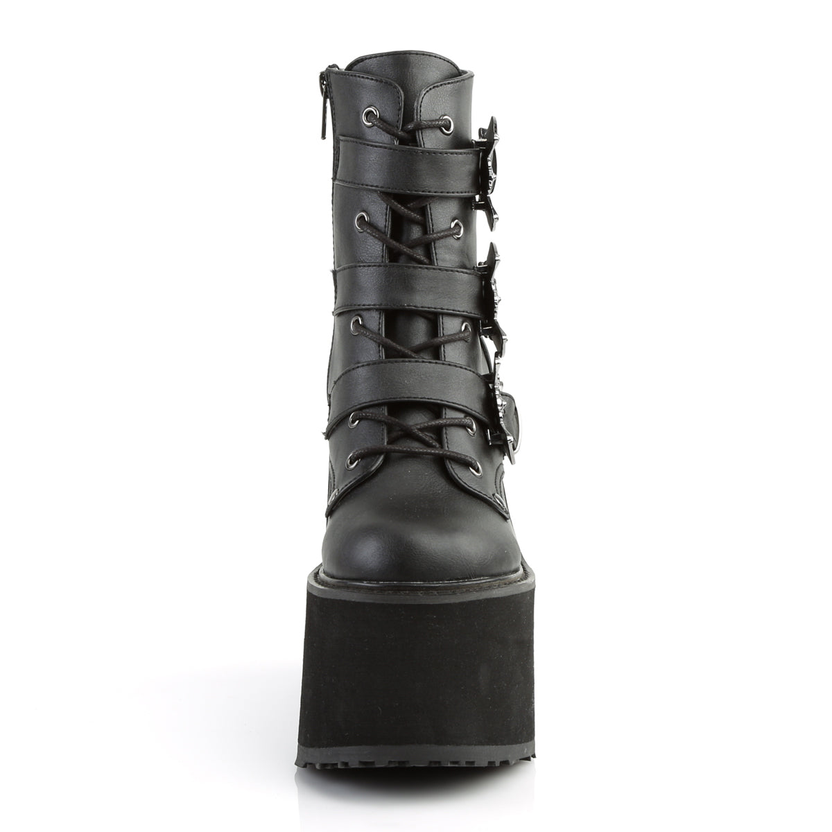 SWING-103 5 1/2" PF Lace-Up Ankle Boot w/ 3 Buckle Straps, Side Zip