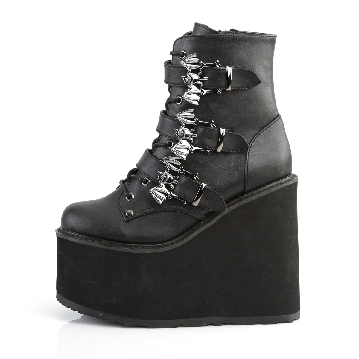 SWING-103 5 1/2" PF Lace-Up Ankle Boot w/ 3 Buckle Straps, Side Zip