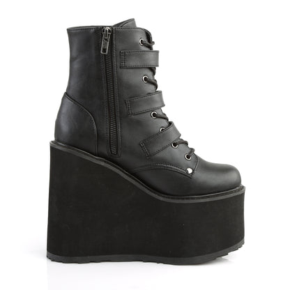 SWING-103 5 1/2" PF Lace-Up Ankle Boot w/ 3 Buckle Straps, Side Zip