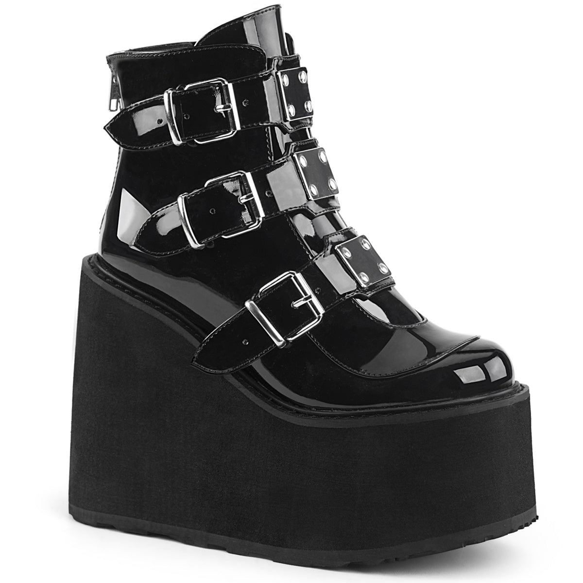 SWING-105 **5 1/2" PF Ankle Boot w/ 3 Buckle Straps, Back Zip