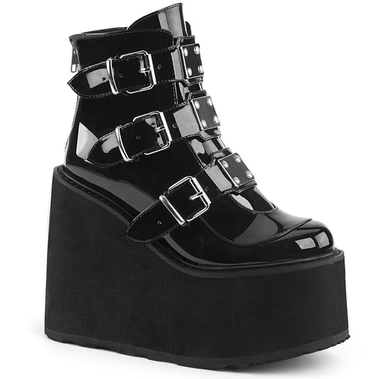 SWING-105 **5 1/2" PF Ankle Boot w/ 3 Buckle Straps, Back Zip
