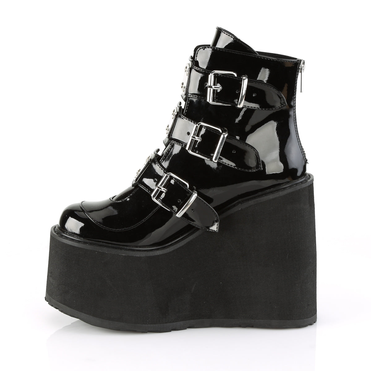 SWING-105 **5 1/2" PF Ankle Boot w/ 3 Buckle Straps, Back Zip