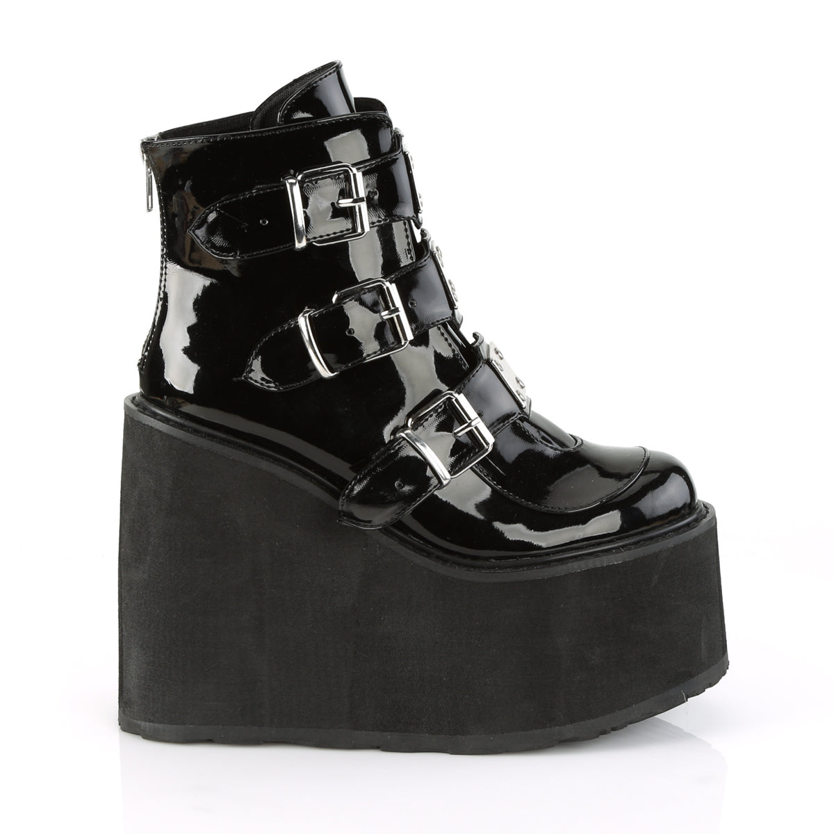 SWING-105 **5 1/2" PF Ankle Boot w/ 3 Buckle Straps, Back Zip