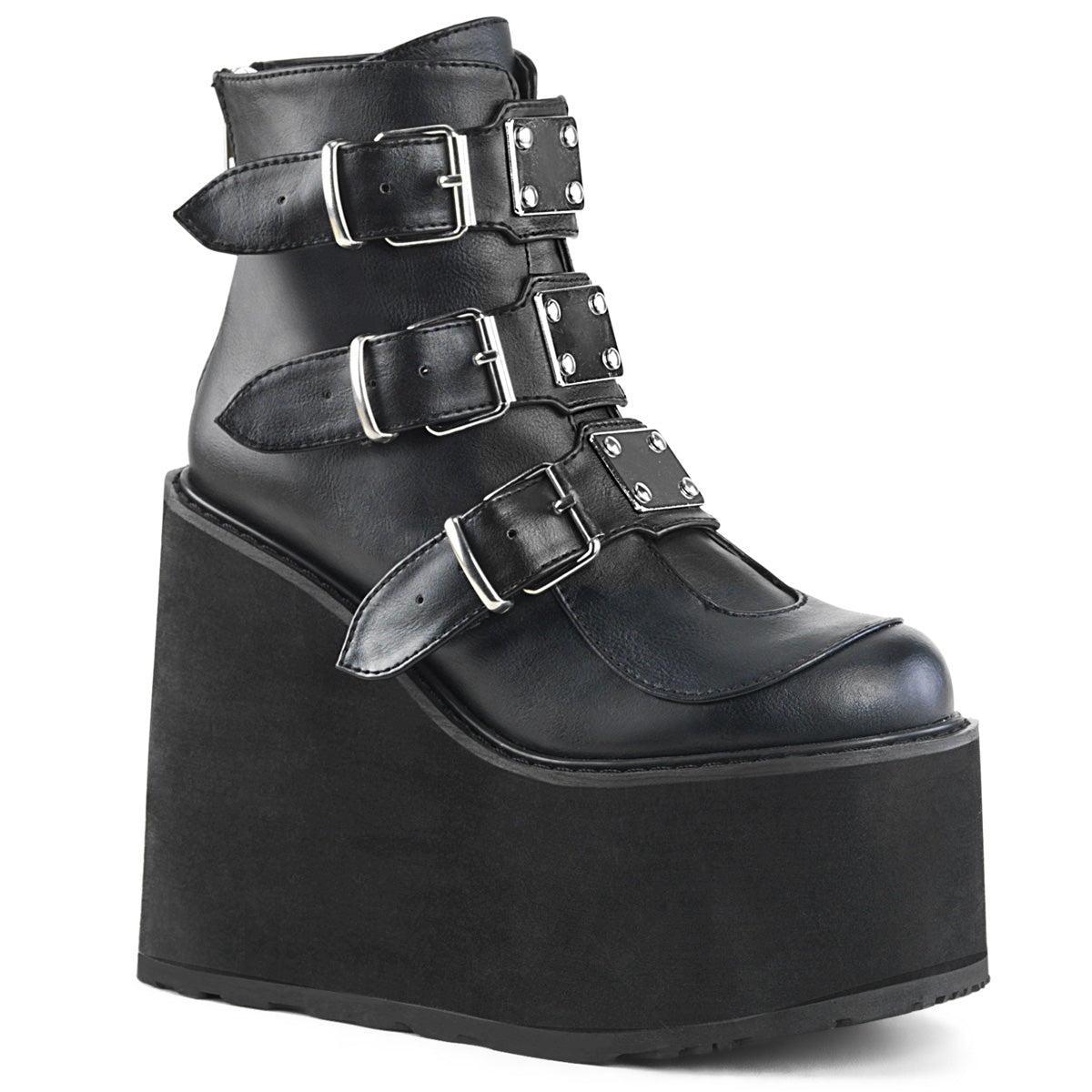 SWING-105 **5 1/2" PF Ankle Boot w/ 3 Buckle Straps, Back Zip