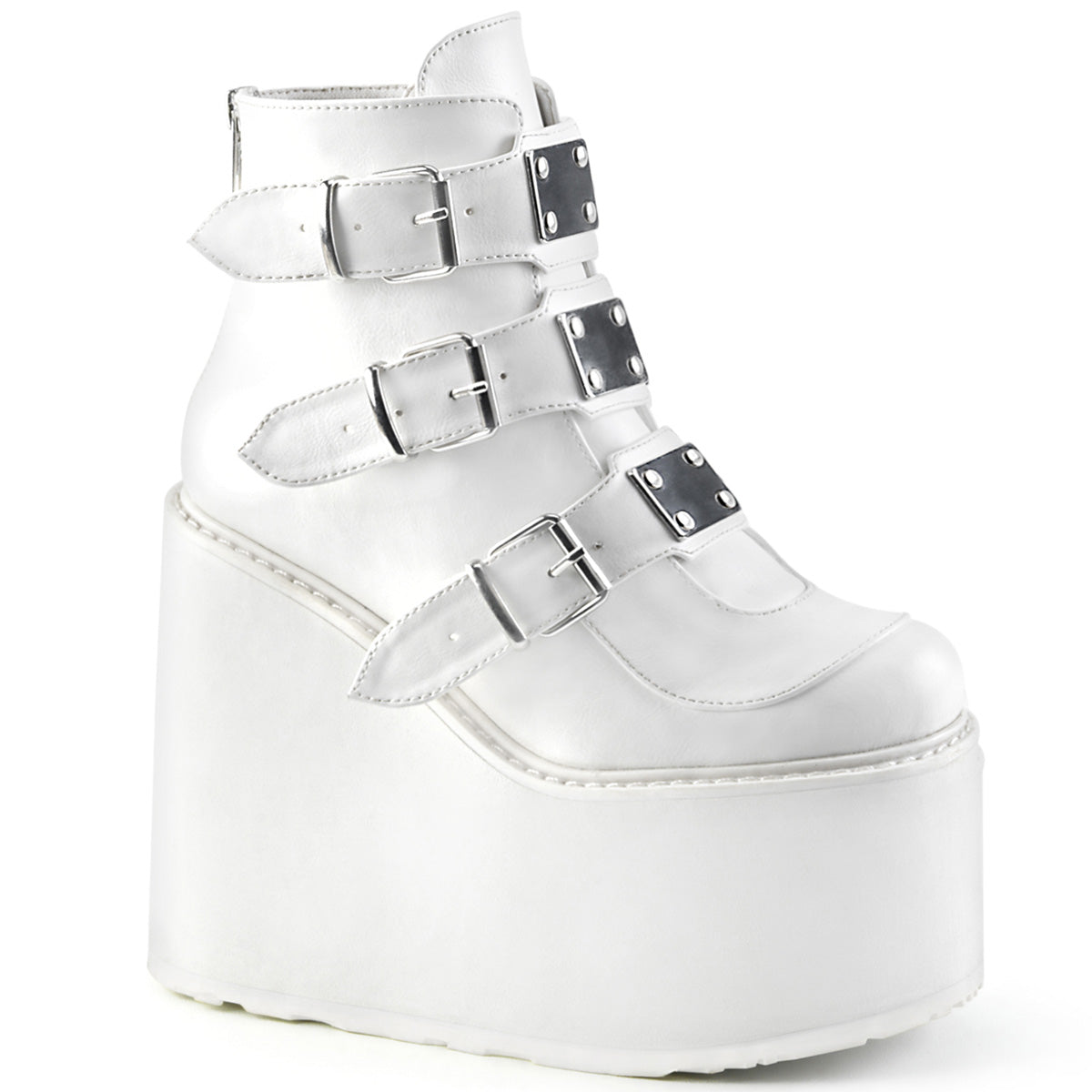 SWING-105 **5 1/2" PF Ankle Boot w/ 3 Buckle Straps, Back Metal Zip