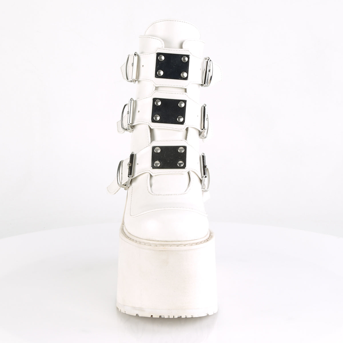 SWING-105 **5 1/2" PF Ankle Boot w/ 3 Buckle Straps, Back Metal Zip