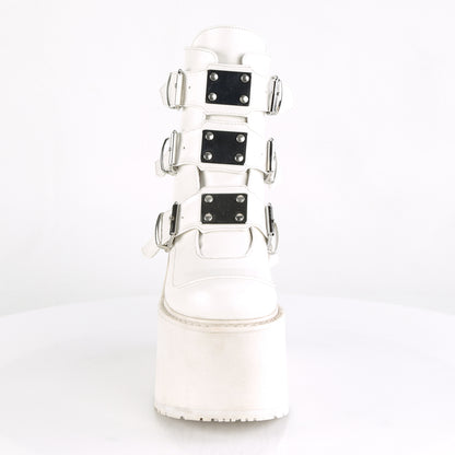 SWING-105 **5 1/2" PF Ankle Boot w/ 3 Buckle Straps, Back Metal Zip