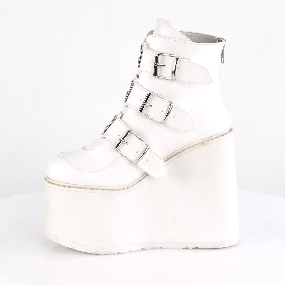 SWING-105 **5 1/2" PF Ankle Boot w/ 3 Buckle Straps, Back Metal Zip