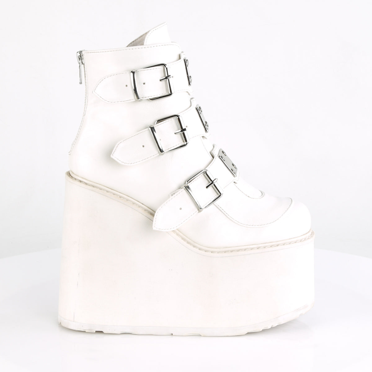 SWING-105 **5 1/2" PF Ankle Boot w/ 3 Buckle Straps, Back Metal Zip