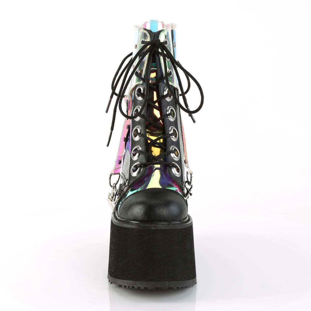 SWING-115 **5 1/2" PF Lace-Up Ankle Boot w/ PVC Harnesss, Side Zip