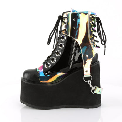 SWING-115 **5 1/2" PF Lace-Up Ankle Boot w/ PVC Harnesss, Side Zip