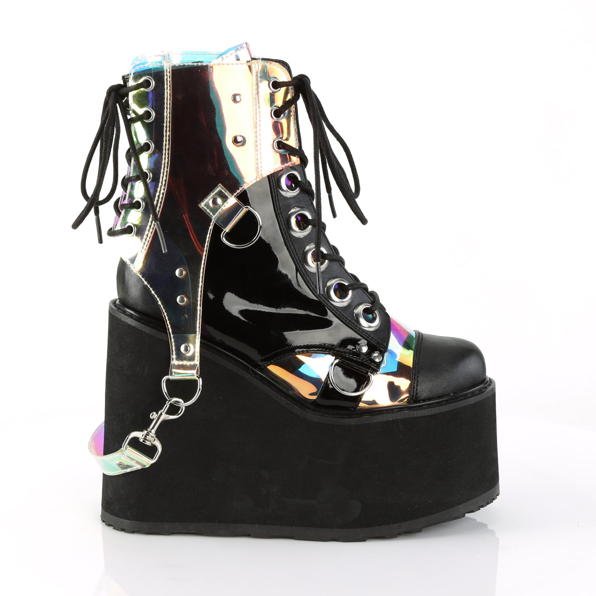 SWING-115 **5 1/2" PF Lace-Up Ankle Boot w/ PVC Harnesss, Side Zip