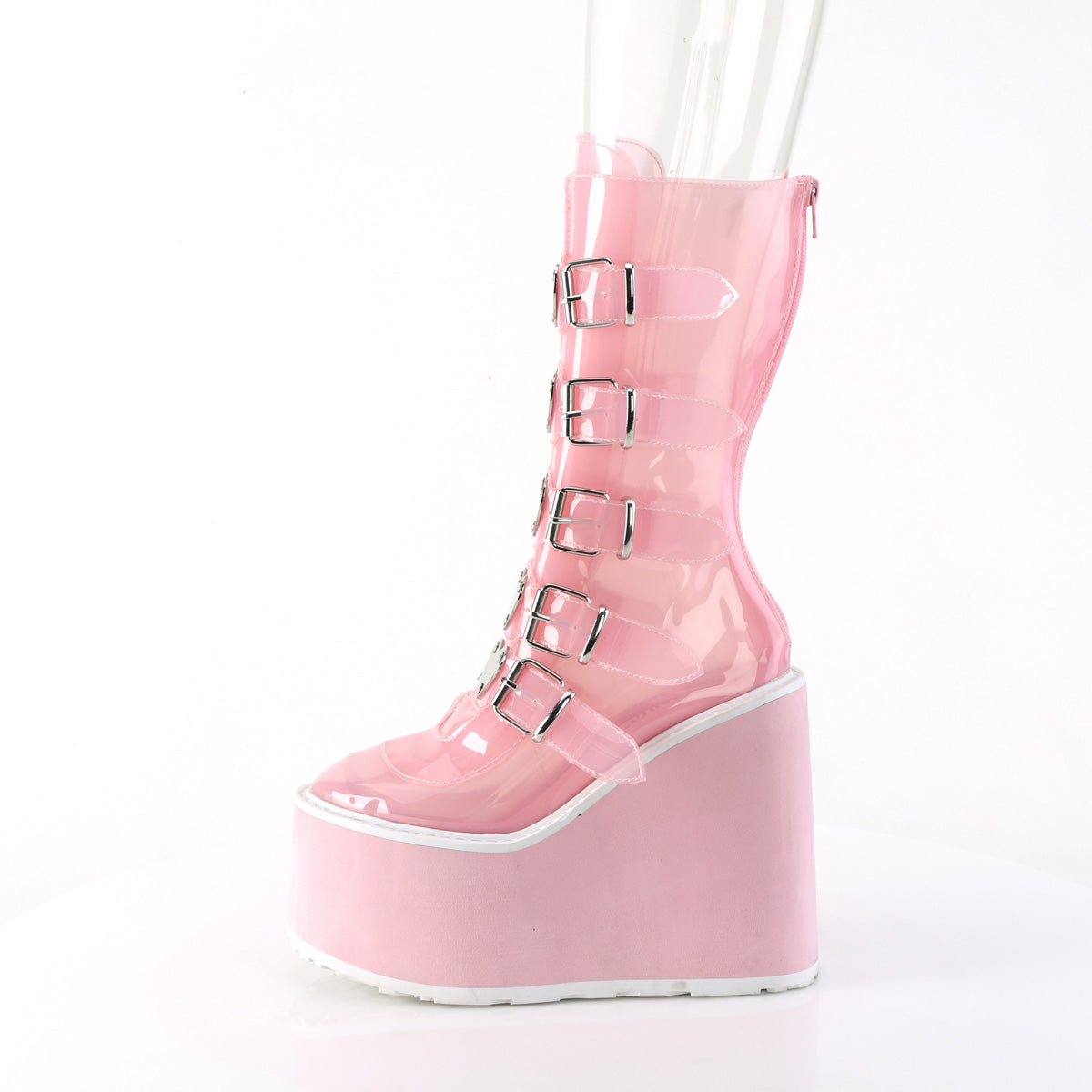 SWING-230C **5 1/2" PF Mid-Calf Boot w/5 Buckle Straps, Back Metal Zip